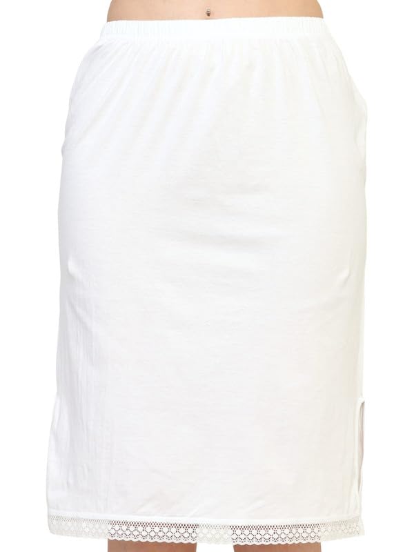 TIZEE Cotton Under Skirt for Women White Soft & Breathable Slip Skirt for Saree, Dresses & Layering Anti-Static Comfortable Fit Size S - Image 3