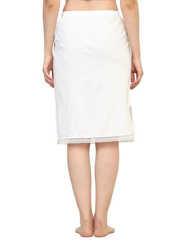 TIZEE Cotton Under Skirt for Women White Soft & Breathable Slip Skirt for Saree, Dresses & Layering Anti-Static Comfortable Fit Size S - Image 1