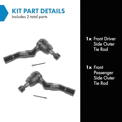 TRQ Front Outer Tie Rod Set Compatible with 2003-2007 INFINITI G35 2003-2009 Nissan 350Z - Image 2