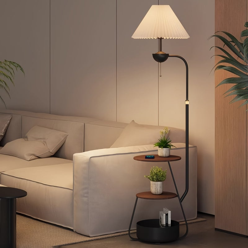 Sharpdo Nordic Curved Floor Lamp,Standing lamp With 3-Layer Side Table and Storage Drawer, Multi-functional Living Room and Bedroom Desk Lamp, Suitable for Reading and Decoration - Image 3