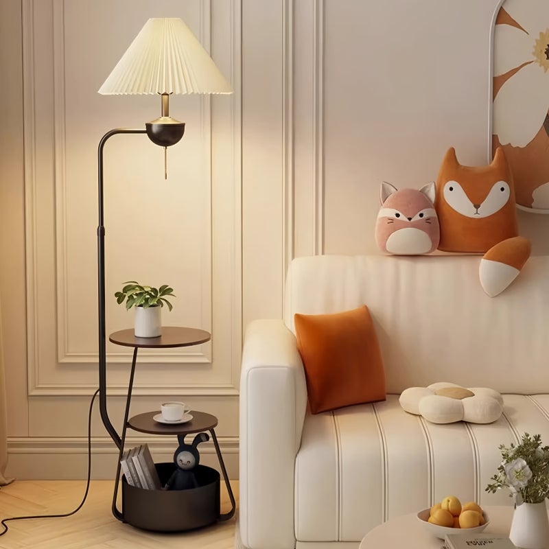 Sharpdo Nordic Curved Floor Lamp,Standing lamp With 3-Layer Side Table and Storage Drawer, Multi-functional Living Room and Bedroom Desk Lamp, Suitable for Reading and Decoration - Image 5