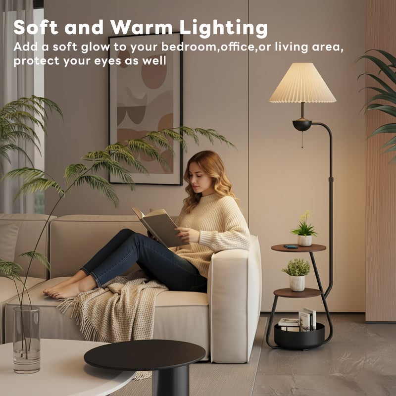 Sharpdo Nordic Curved Floor Lamp,Standing lamp With 3-Layer Side Table and Storage Drawer, Multi-functional Living Room and Bedroom Desk Lamp, Suitable for Reading and Decoration - Image 4