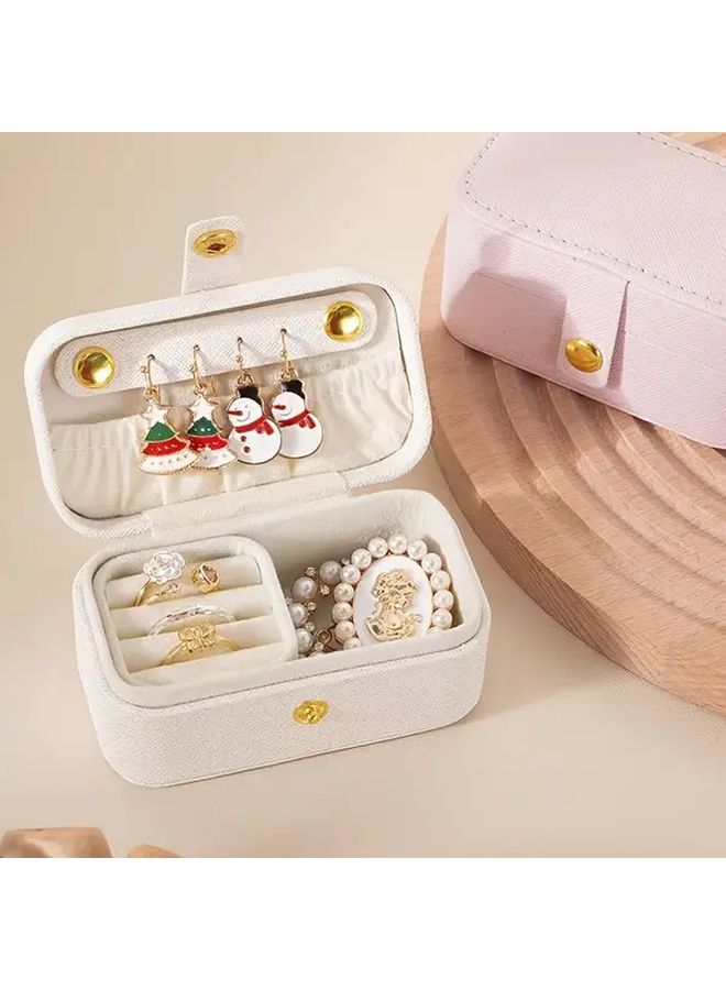 Portable Cosmetic And Jewelry Organizer Box Red Compact Travel Storage With Lipstick Ring Necklace Earrings Holder For Women Gift Girlfriend Holiday Dresser Table Accessories - Image 5