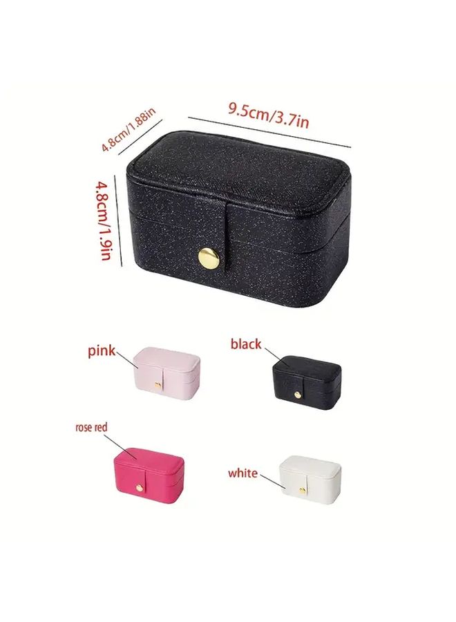 Portable Cosmetic And Jewelry Organizer Box Red Compact Travel Storage With Lipstick Ring Necklace Earrings Holder For Women Gift Girlfriend Holiday Dresser Table Accessories - Image 3