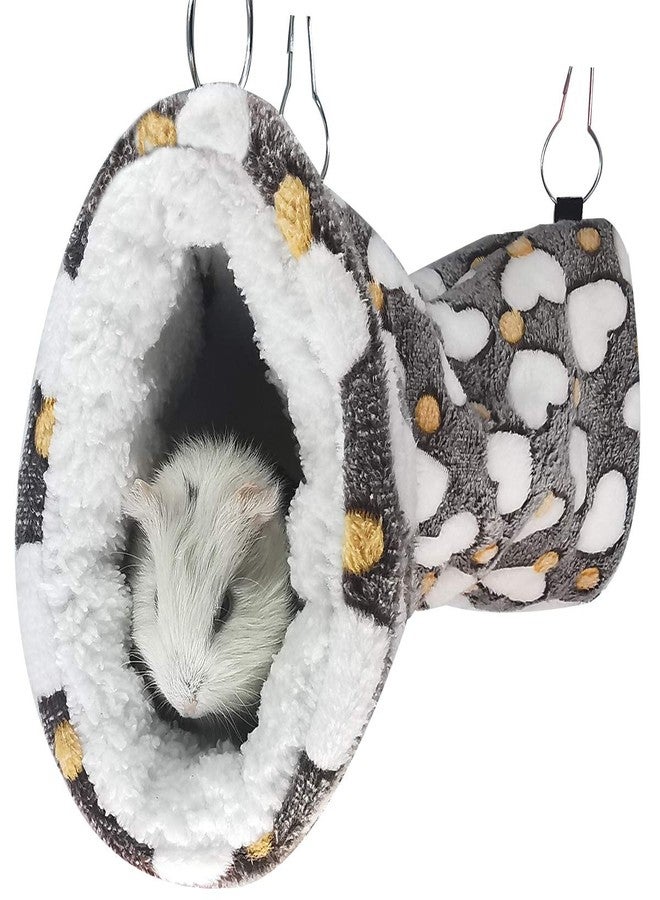LEFTSTARER Guinea Pig Accessories Sugar Glider Cage Accessories Hamster Rat Toys Ferret Hammock Hanging Tunnel for Small Animals （Heart-Brown） - Image 1