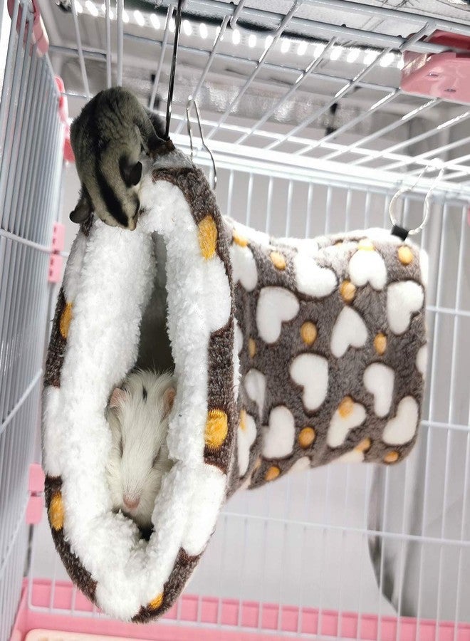 LEFTSTARER Guinea Pig Accessories Sugar Glider Cage Accessories Hamster Rat Toys Ferret Hammock Hanging Tunnel for Small Animals （Heart-Brown） - Image 5
