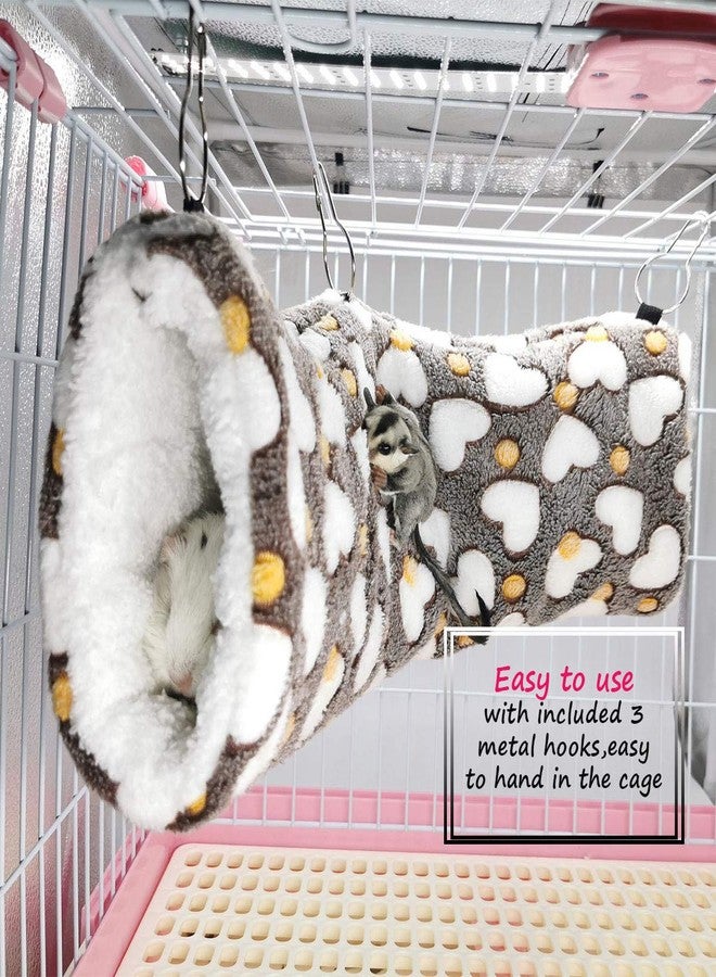 LEFTSTARER Guinea Pig Accessories Sugar Glider Cage Accessories Hamster Rat Toys Ferret Hammock Hanging Tunnel for Small Animals （Heart-Brown） - Image 4