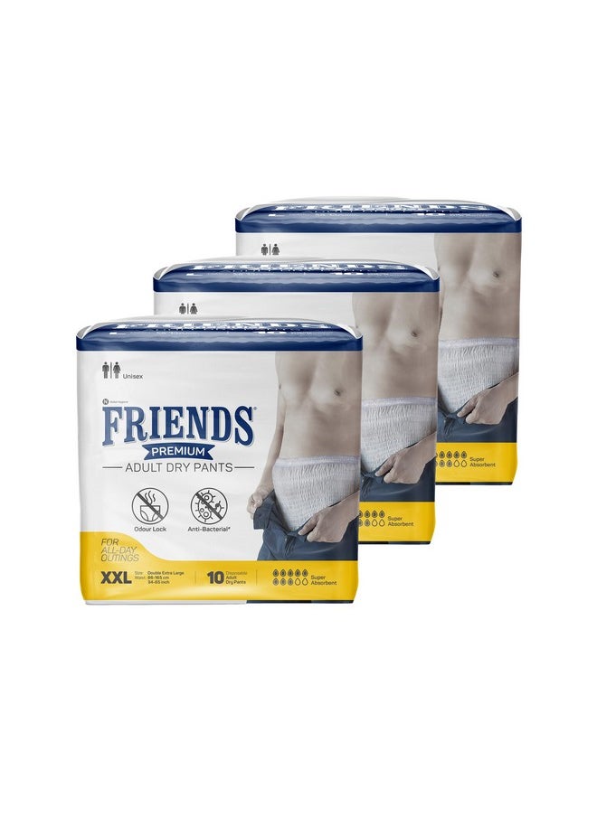 Friends Premium Adult Diapers Pants Style - 30 Count (Double Extra Large) with odour lock, Unisex, Leakproof, Elastic Waist and Anti-Bacterial Absorbent Core - Waist Size 34-65 Inch; 86-165 cm - pzsku/Z8A3AF702A0EC0BE16300Z/45/_/1738306038/cc1eb258-c0da-47b0-9cd7-c32356c3d3f3