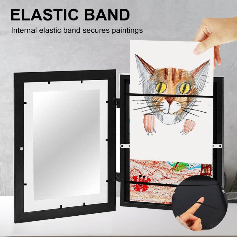 Wooden Photo Frame 33x24x3cm Outer 29x20cm Inner - Damage-Free Wall Mounting With Non-Marking Nails Kids Art Frame For Home Office School Decor Art Display - Image 3