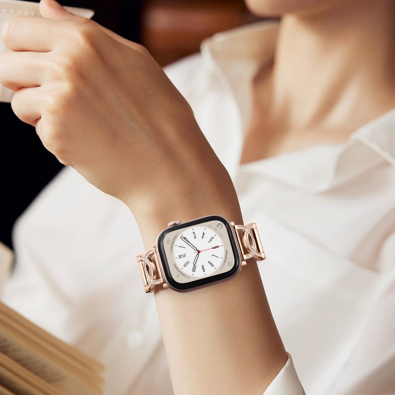 DaQin Slim Silicone Band Compatible with Apple Watch Bands for Women 40mm 41mm 38mm 42mm, Stylish Thin Skinny Narrow Dressy Sport Strap for iWatch Bands Series 11 10 9 8 7 6 5 4 3 2 1 SE, Diamond Pink - Image 5