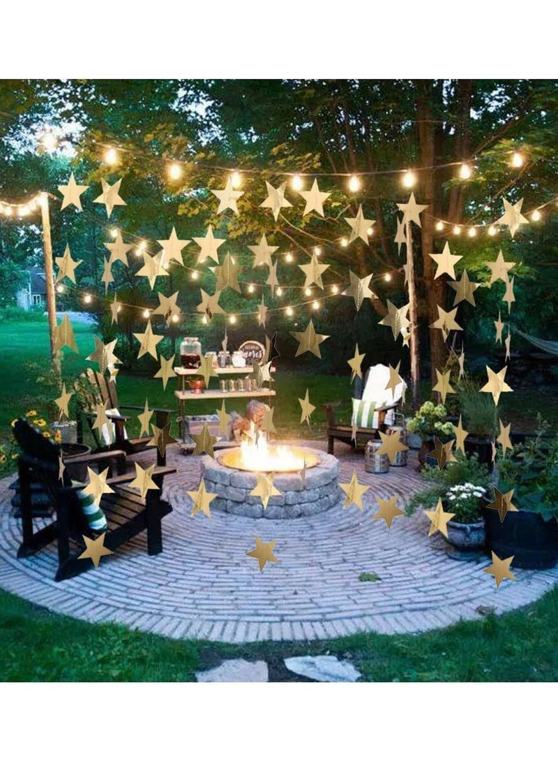 SYOSI Star Paper Garland, 8Pcs 4m Long Banner Backdrop, Gold Party Decorations Reflective Star Paper Garland Sparkling Star Bunting Banner Decorations for Wedding Birthday Party Holiday, Banner Backdrop - Image 2