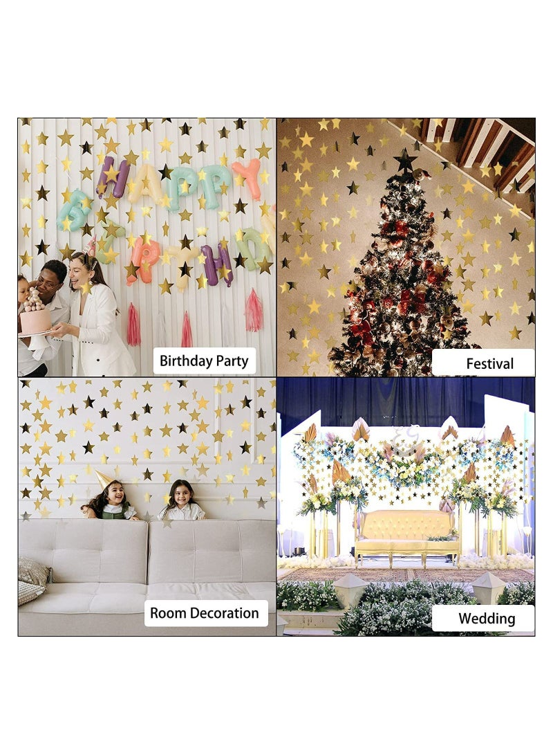 SYOSI Star Paper Garland, 8Pcs 4m Long Banner Backdrop, Gold Party Decorations Reflective Star Paper Garland Sparkling Star Bunting Banner Decorations for Wedding Birthday Party Holiday, Banner Backdrop - Image 5