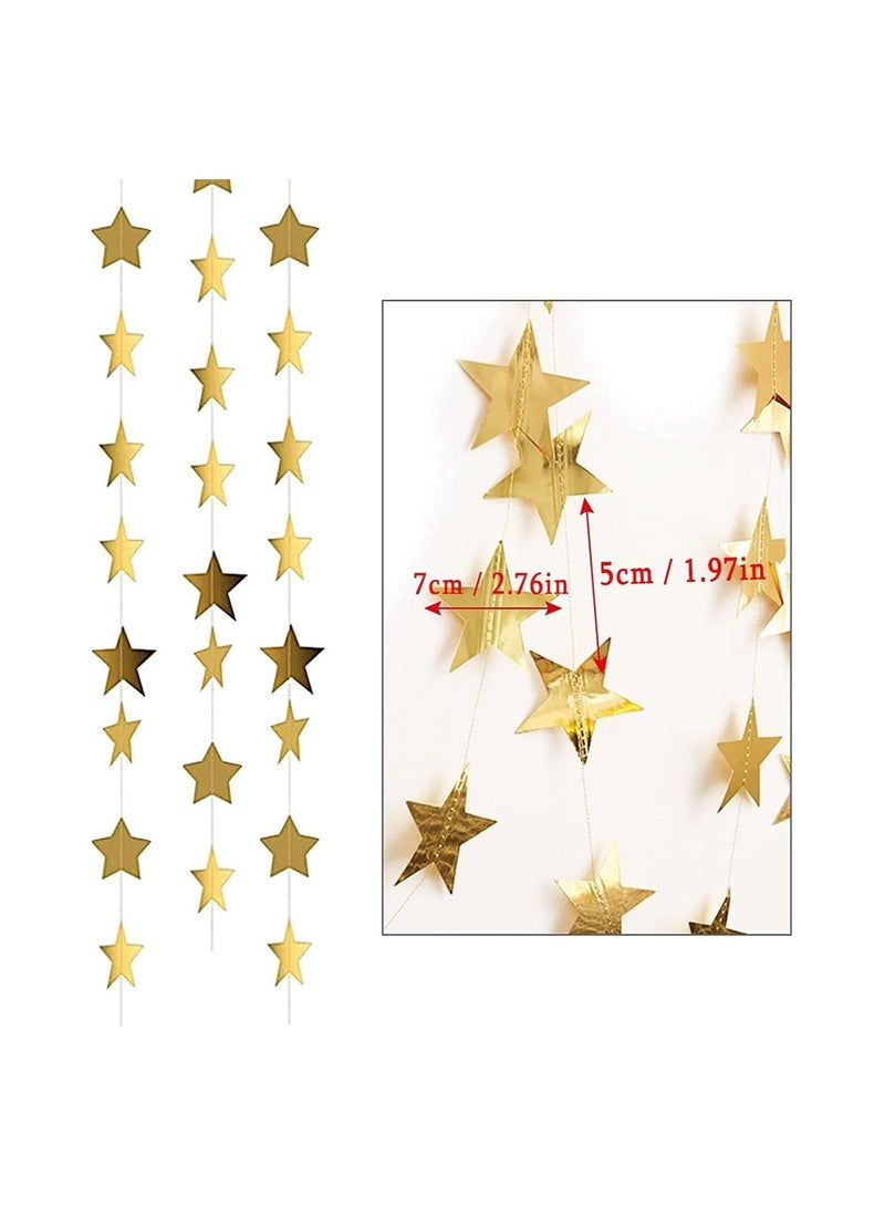 SYOSI Star Paper Garland, 8Pcs 4m Long Banner Backdrop, Gold Party Decorations Reflective Star Paper Garland Sparkling Star Bunting Banner Decorations for Wedding Birthday Party Holiday, Banner Backdrop - Image 3