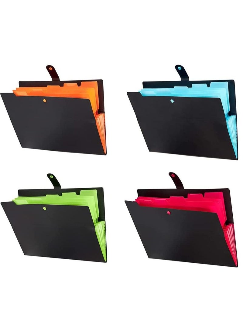 SYOSI 4 Pack Expanding File Folders 6 Pockets Accordion File Organizer File Folder Expanding Folders A4 Letter Size Document Organizer for School Office - Image 1
