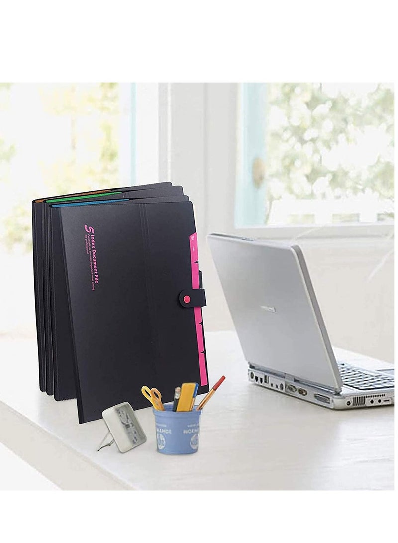 SYOSI 4 Pack Expanding File Folders 6 Pockets Accordion File Organizer File Folder Expanding Folders A4 Letter Size Document Organizer for School Office - Image 5