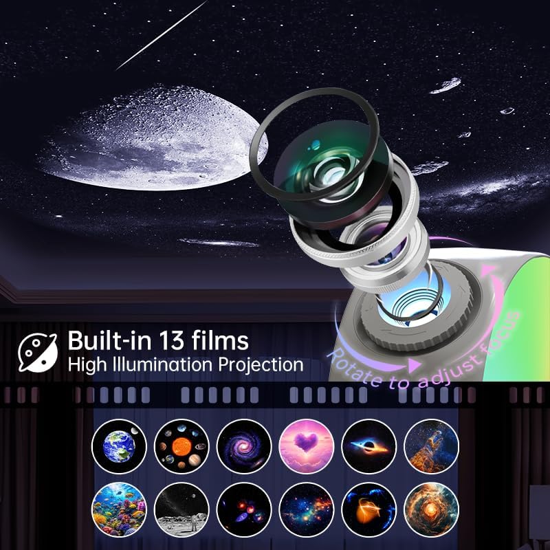 NALACAL Galaxy Star Projector with 13 Replaceable 4K HD Discs - Planetarium Night Light for Bedroom - Image 2