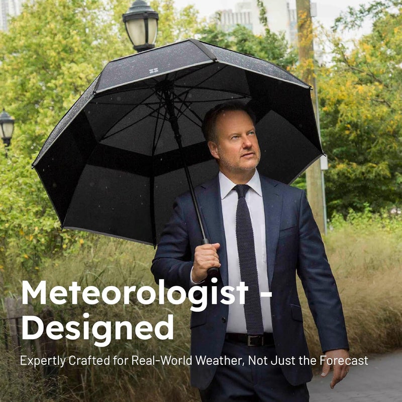 Weatherman Umbrella - Stick Umbrella - Windproof Umbrella Resists Up to 55 MPH Winds (Black) - Image 5
