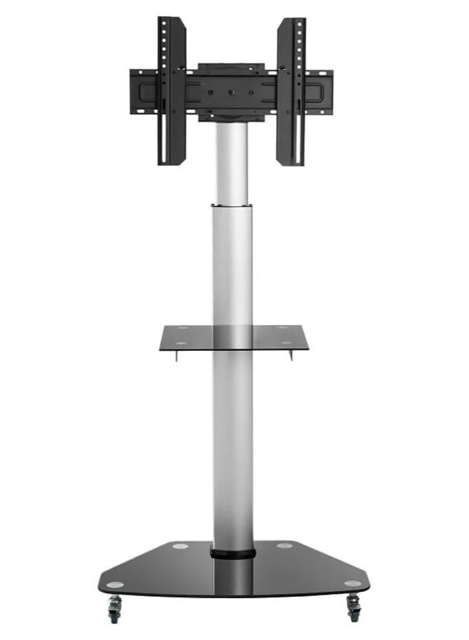 Skilltech SH 400FS Rolling TV Stand Cart for 37–70 Inch Screens – Height Adjustable Aluminium Frame, Portrait & Landscape Viewing, VESA 600x400, 40kg Max Load – Mobile TV Trolley – Black - Image 1