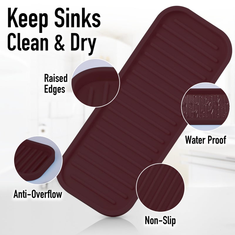 Zulay Kitchen (9x3.5) Silicone Sponge Holder for Kitchen Sink - Flexible Multipurpose Soap Tray - Sink Organizer for Kitchen, Bathroom, Makeup, Trinkets & More (Dark Mahogany) - Image 4