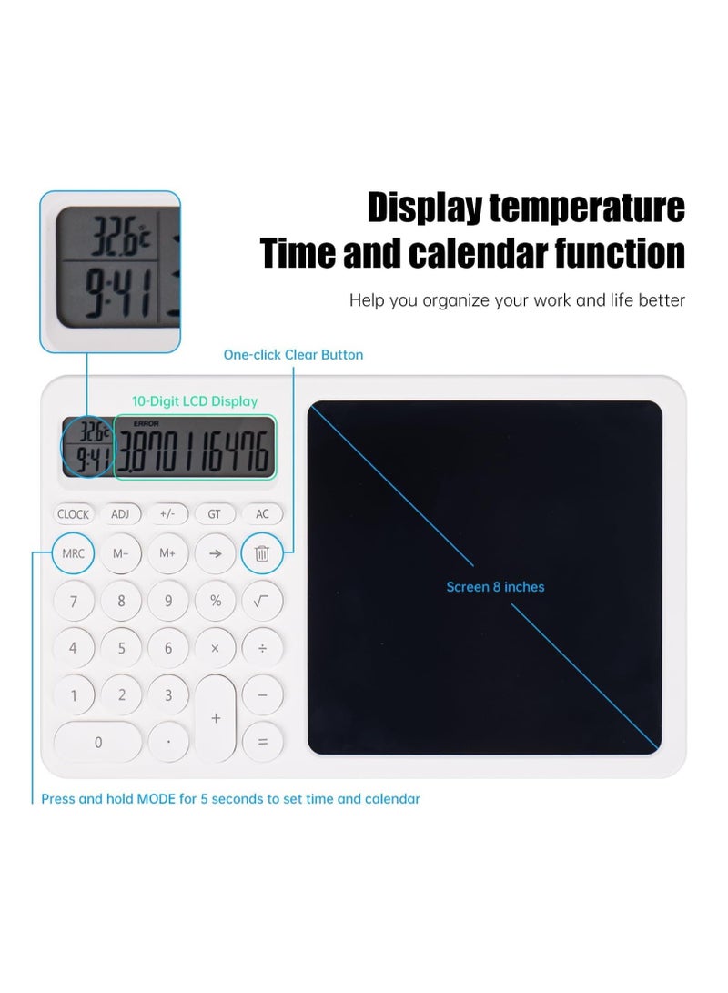 2 in 1 Foldable Scientific Calculator with Notepad Stand - LCD Display, on Battery, Storage Pen - Ideal for Students and Office Use - Image 2