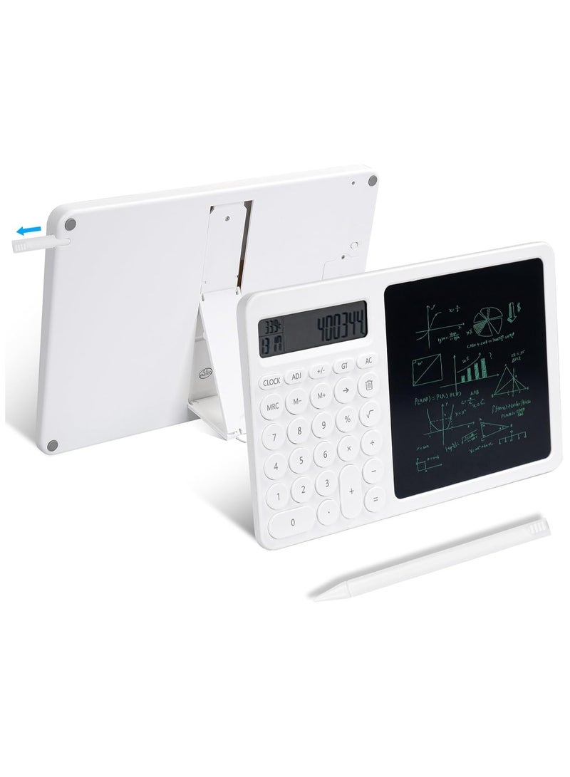 2 in 1 Foldable Scientific Calculator with Notepad Stand - LCD Display, on Battery, Storage Pen - Ideal for Students and Office Use - Image 1