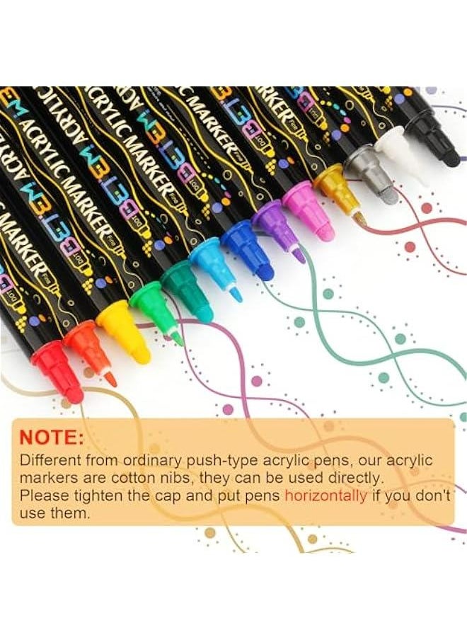 Premium Dual Tip Acrylic Paint Markers - 24 Vibrant Colors for DIY Crafts on Wood, Canvas, Stone, Glass, and Ceramic Surfaces  - Image 2