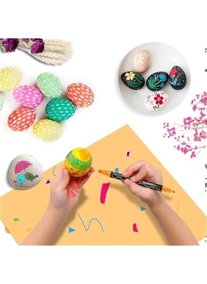 Premium Dual Tip Acrylic Paint Markers - 24 Vibrant Colors for DIY Crafts on Wood, Canvas, Stone, Glass, and Ceramic Surfaces  - Image 5