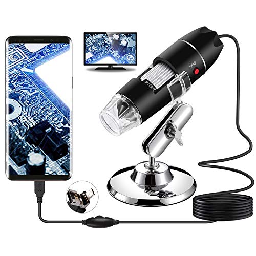 Bysameyee USB Microscope, Digital Handheld 40X-1000X Magnification Endoscope Mini Video Camera with 8 Adjustable LED Lights, Compatible with Windows 7/8/10/11 Mac Linux Android (USB/Micro-USB) - Image 1