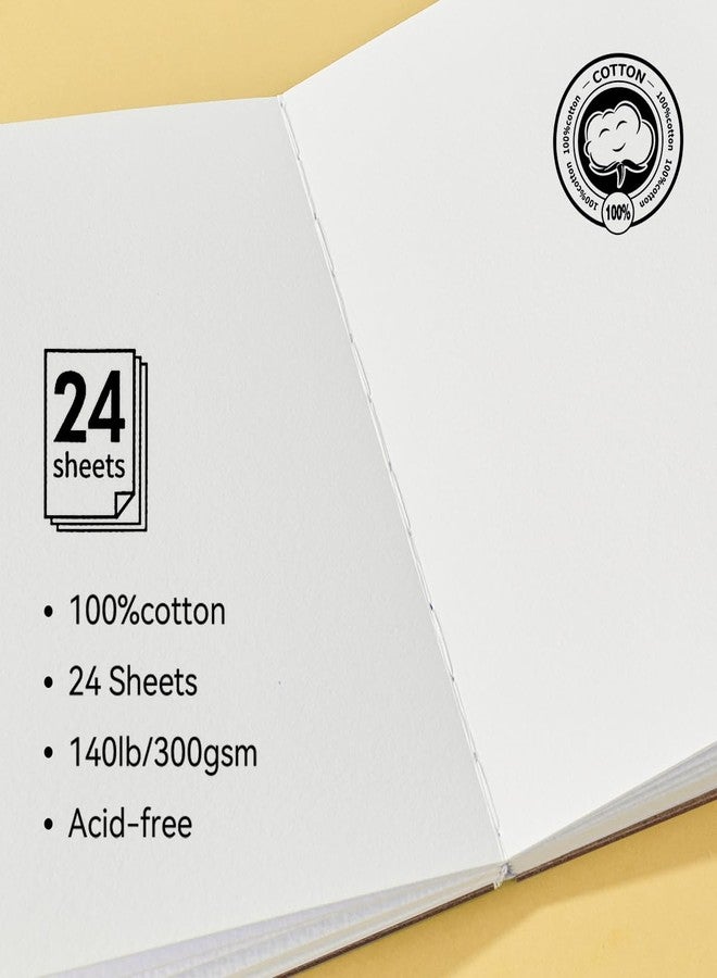Lightwish Watercolor Journal, 100% Cotton Cold Press Watercolor Paper,140lb/300gsm Acid-Free, 24 Sheets 5.12x7.48” Sketchbook for Adults, Students - Image 2