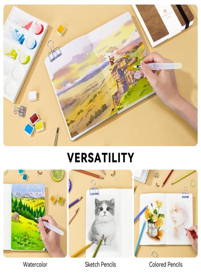 Lightwish Watercolor Journal, 100% Cotton Cold Press Watercolor Paper,140lb/300gsm Acid-Free, 24 Sheets 5.12x7.48” Sketchbook for Adults, Students - Image 3