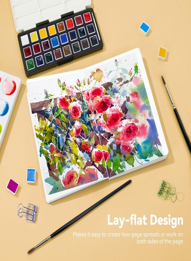 Lightwish Watercolor Journal, 100% Cotton Cold Press Watercolor Paper,140lb/300gsm Acid-Free, 24 Sheets 5.12x7.48” Sketchbook for Adults, Students - Image 5