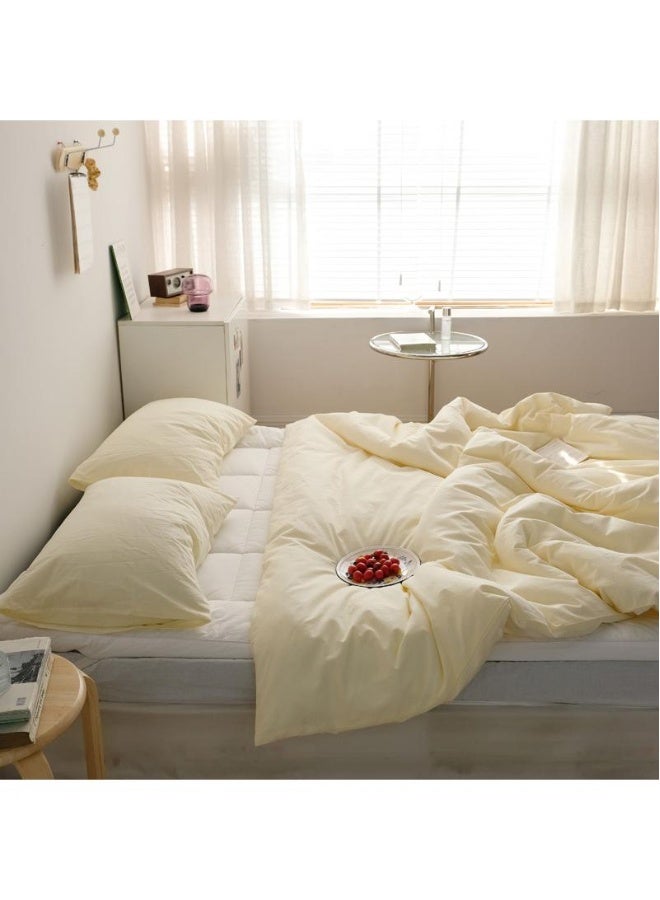 4-Piece Pure Cotton Solid Color Minimalist Style Comfortable Set King Size 220x240cm - Image 4