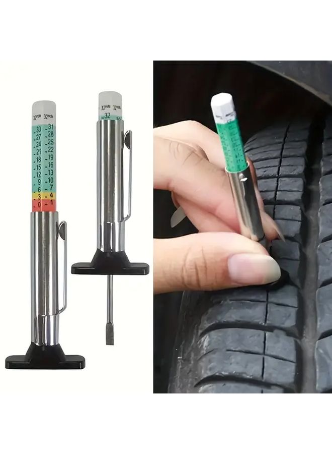 1 قطعة مقياس عمق مداس الإطار 0-25 مم أداة قياس فحص تآكل إطارات السيارات - Image 5