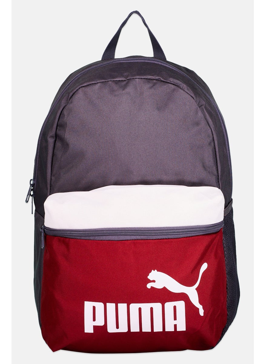 PUMA Men Brand Logo Backpack 44 H x 29 L x 13 W cm, Grey/Red  - Image 1
