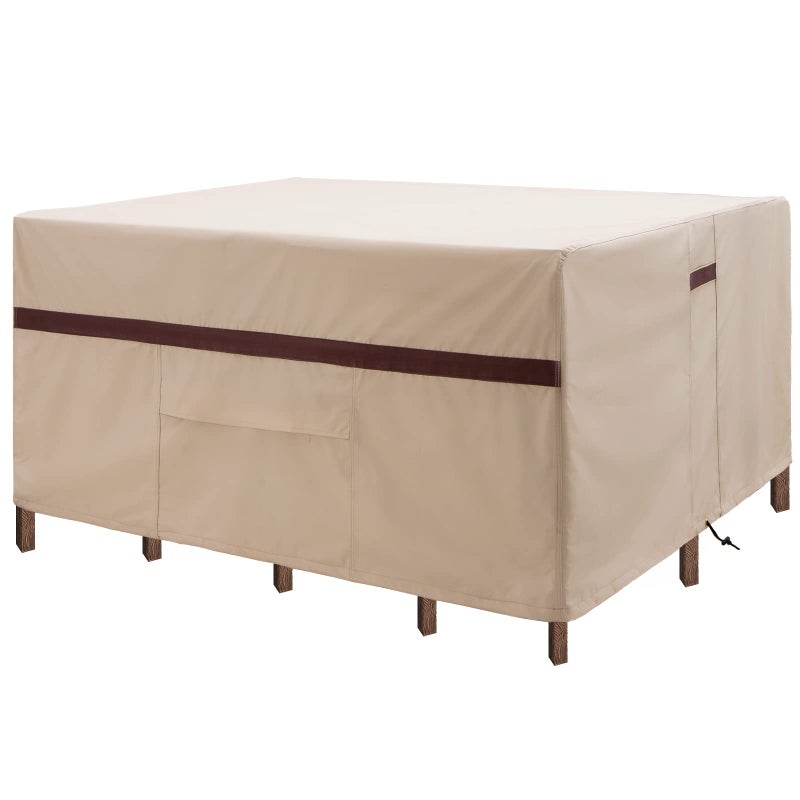 غطاء طاولة فناء مربع 92L x 92W x 32H مقاوم للماء 600D لغطاء طاولة وكراسي تناول الطعام في الفناء مربع كبير