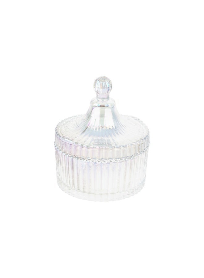 Royalford Multipurpose Glass Candy Jar RF12797 Elegant and Sleek, Durable and Long-Lasting Construction 10.5(d)x12.5 cm, Storage Box with Clear Lid and Body, Ideal for Sugar, Dry Fruits, Candies, Tea Leaves, Small Pantry Items - Image 1