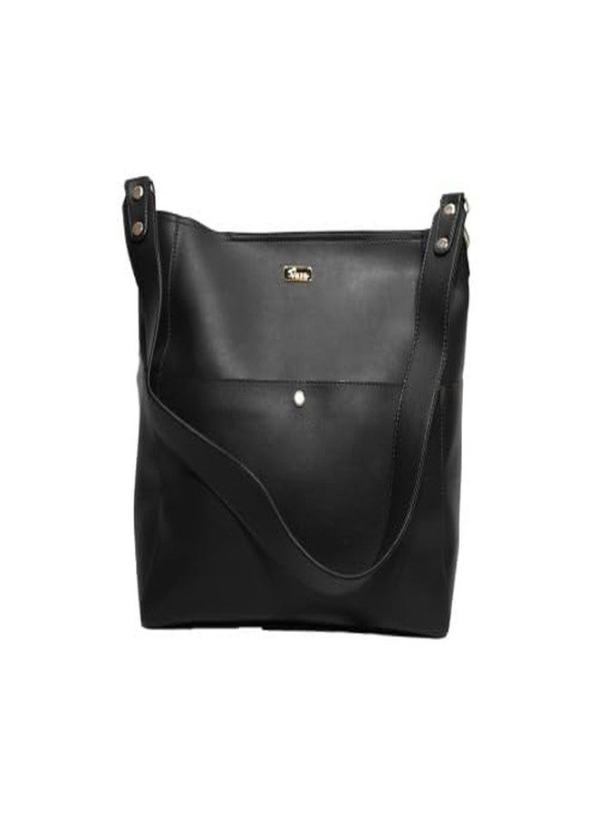 VARA Women's Faux Leather Shoulder Bag | Handbags For Woman Stylish Spacious Handbag | Women Handbag Daily Use (Black, Medium) - Image 1
