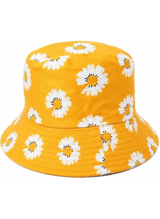 Daisy print bucket hat, yellow  size 56-58 cm, stylish for everyday wear
