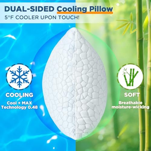 SUPA MODERN Cooling Pillow Standard Size 1 Pack, CertiPUR-US Shredded Memory Foam Pillows, Cool Bed Pillows for Hot Sleepers, Adjustable Firm Pillow for Side,Back,Stomach Sleepers, Better Sleep - Image 2