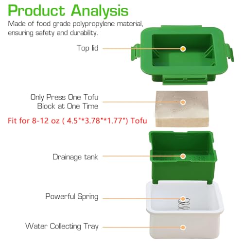 Serplex® Tofu Press Tofu Squeezer Dishwasher for 8-12oz Tofu, Easily Remove Water from Tofu in 15-30 Mins for More Delicious, Up to 3X More Efficient Tofu Pressing for Homemade Tofu - Image 3