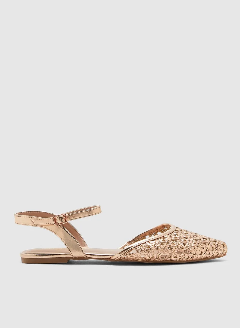 NEW LOOK Printed Ballerina - Rose Gold