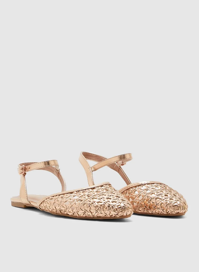 NEW LOOK Printed Ballerina - Rose Gold