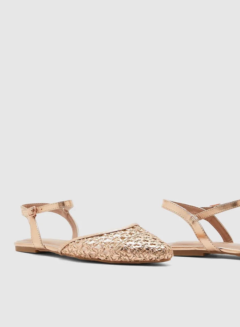 NEW LOOK Printed Ballerina - Rose Gold