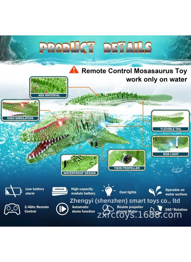 Remote Control Dragon Dinosaur 2.4g Remote Control Boat Children's Toy Summer Water Toy Modular Battery Toy-Color:Blue  - Image 4