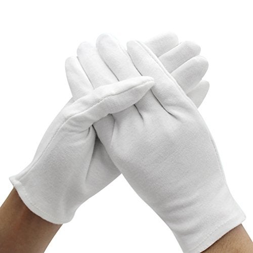 Amariver White Cotton Gloves, 6 Pairs 9.4'' Extra Large Size 12 Pcs Gloves - Image 1
