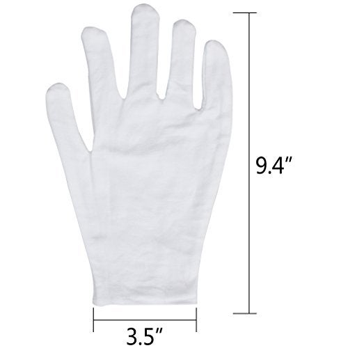 Amariver White Cotton Gloves, 6 Pairs 9.4'' Extra Large Size 12 Pcs Gloves - Image 4