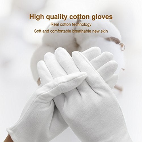 Amariver White Cotton Gloves, 6 Pairs 9.4'' Extra Large Size 12 Pcs Gloves - Image 3