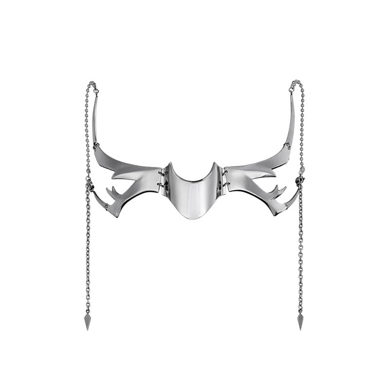 L'VOW Futuristic Y2K Liquid Silver Steel Half Mask Women Men Luxury Irregular Jewelry Face Chain Cyborg Earring Ailen Accessories(Style-1) - Image 2