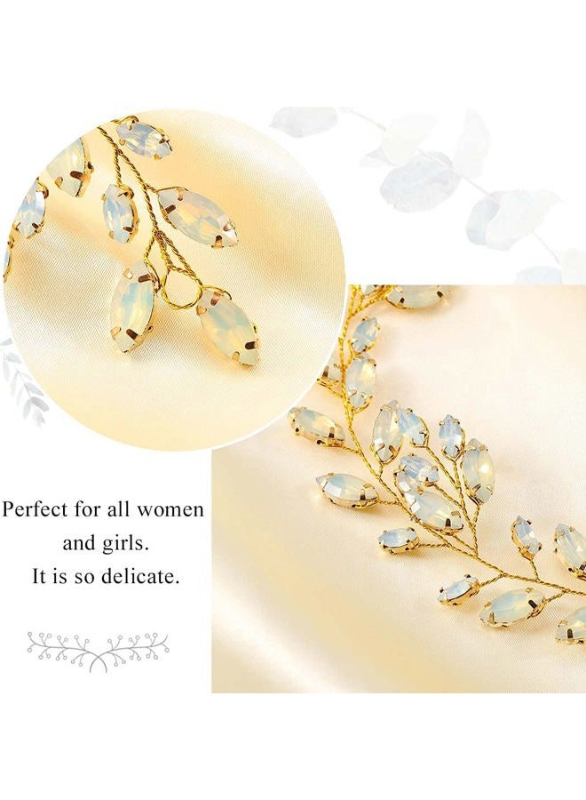 EARENT Bride Wedding Crystal Hair Vine Rhinestone Leaf Bridal Headpiece Bridesmaids prom Hari Accessories for Women（Gold） - Image 3