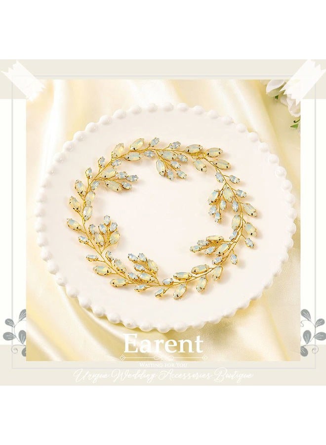 EARENT Bride Wedding Crystal Hair Vine Rhinestone Leaf Bridal Headpiece Bridesmaids prom Hari Accessories for Women（Gold） - Image 5